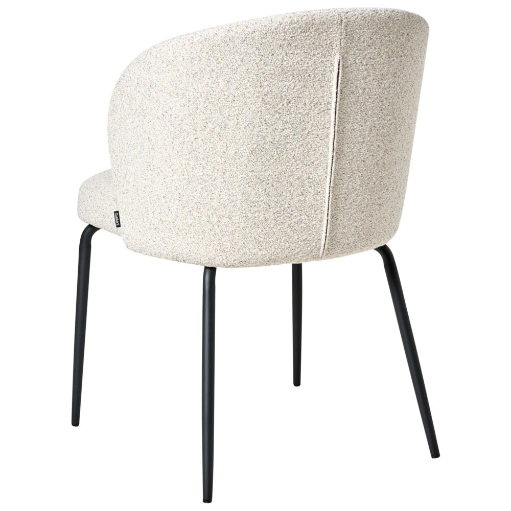Set di 2 sedie da pranzo Rivestimento in tessuto boucle beige chiaro Seduta imbottita Gambe in metallo lucido