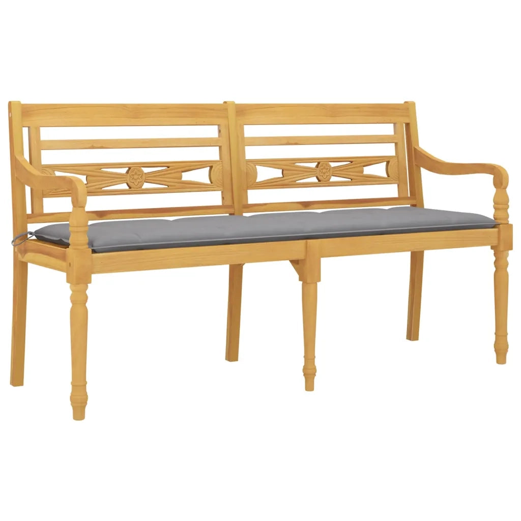 Panchina Batavia con Cuscino Grigio 150 cm Legno Massello Teakcod mxl 121485