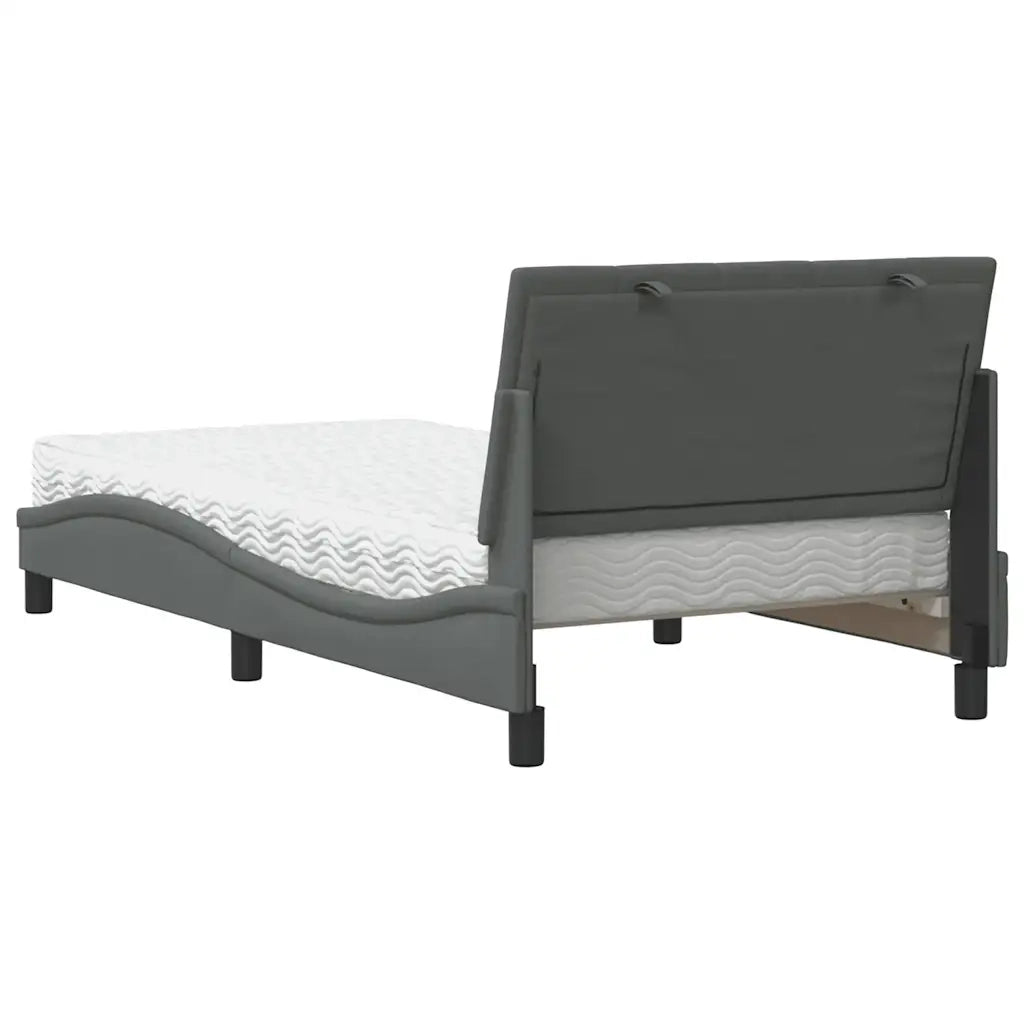 Letto con Materasso Hanko Grigio Scuro 100x200 cm in Tessuto 3310511