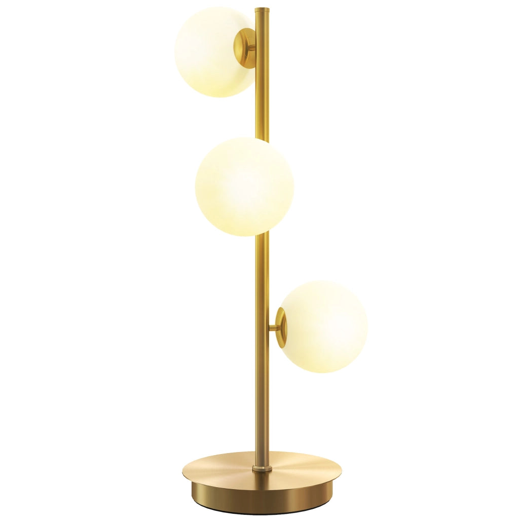 Lampada da comodino con 3 paralumi globo ¨C zephmum ¨C base in acciaio, ottone, H 53 cm