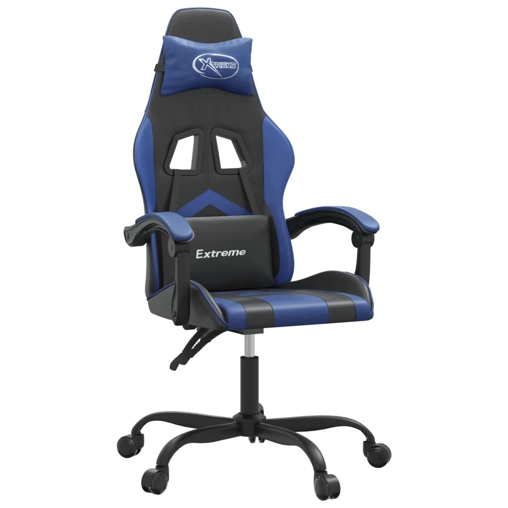 vidaXL Sedia da Gaming Girevole Nero e Blu in Similpelle