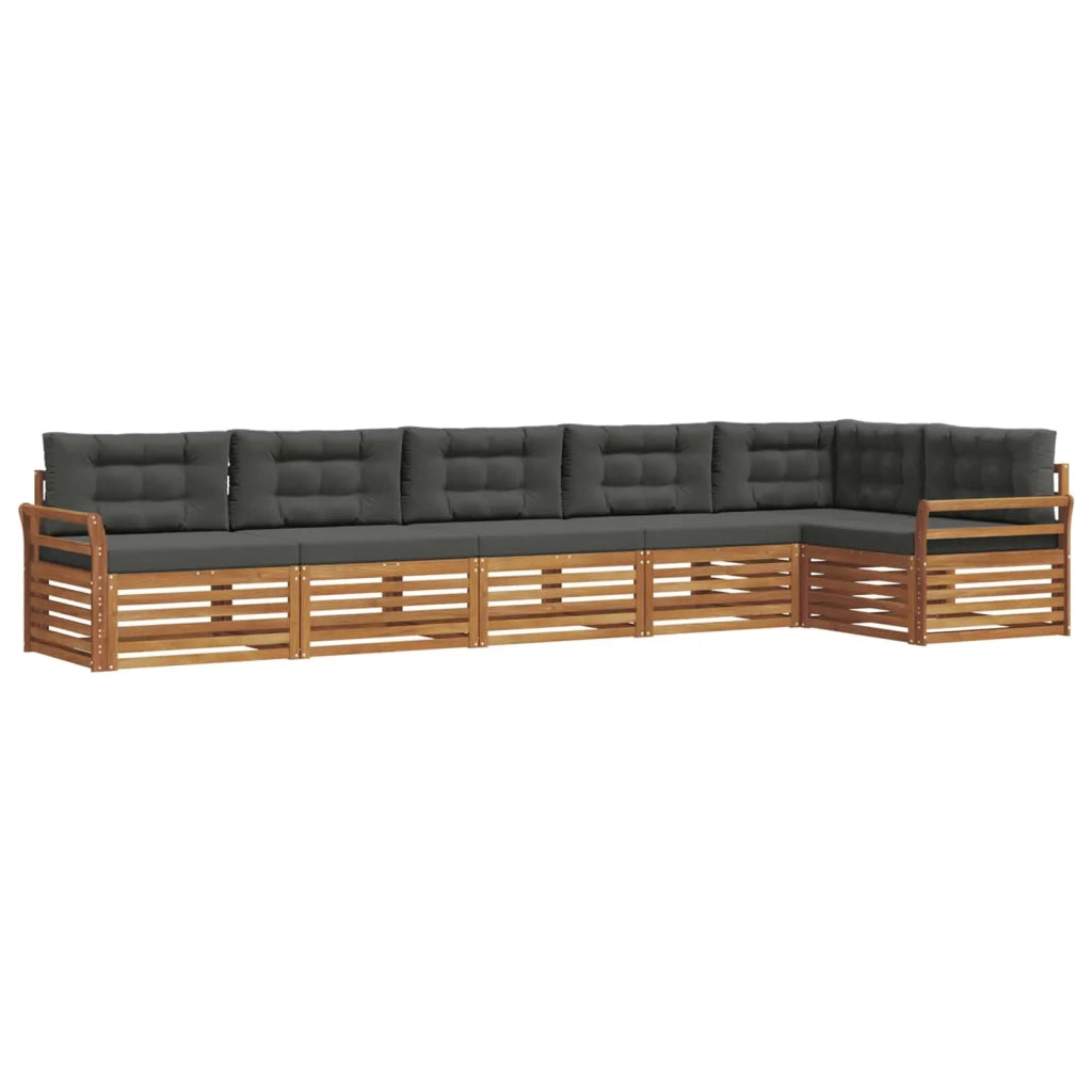 Set di divani da esterno con cuscino 6 pcs Naturale e Antracite 3373542