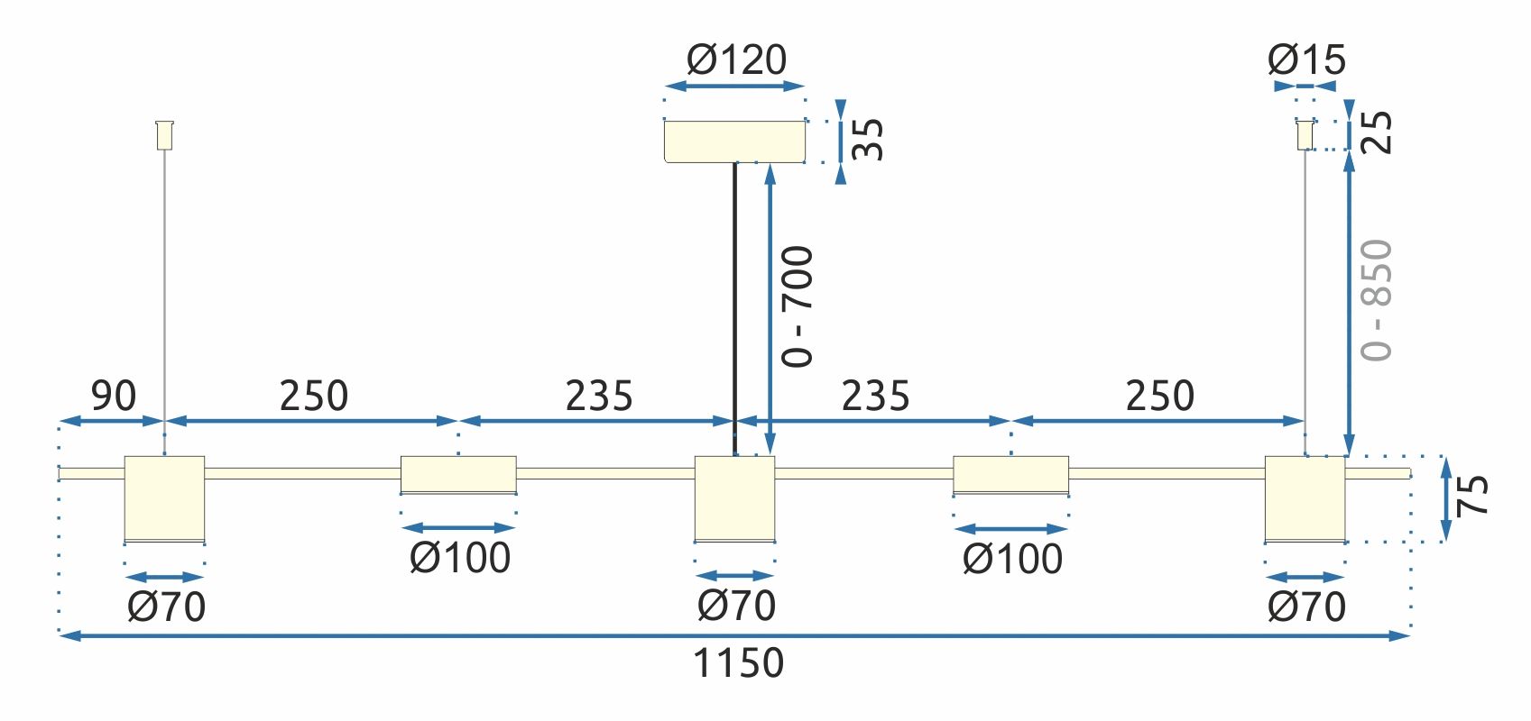 Lampada Led APP929-5CP Gold