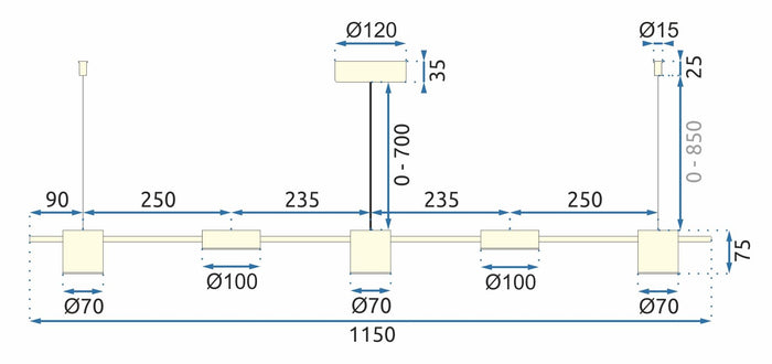 Lampada Led APP929-5CP Gold