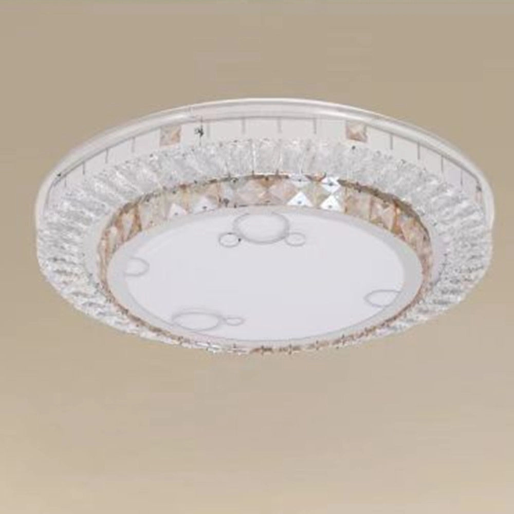 Trade Shop - Plafoniera Soffitto 65w ø50cm Led Design A Strati Con Cristalli Bolle Luce Fredda 51369 -
