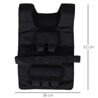 Gilet Fitness da Allenamento da 30 kg regolabile, in Tessuto Oxford e Acciaio, 36x52 cm, Nero