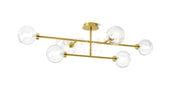 DOM LAMPADA DA SOFFITTO O PARETE 6 LUCI VETRO TRASPARENTE CICLINDRO SATINATO MONTATURA ORO ATTACCO G9