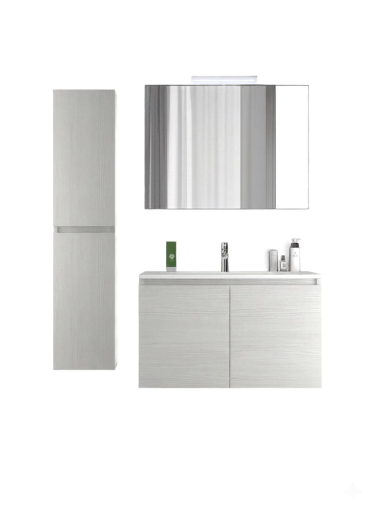 Mobile da Bagno Sospeso con Lavabo 60 cm e Specchio Bali Two Bianco Frassinato