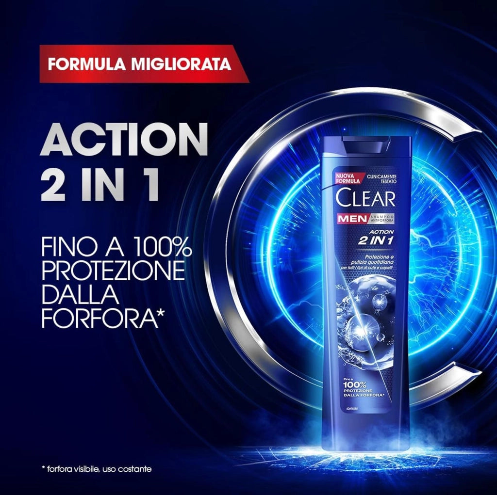 CLEAR SHAMPOO ANTIFORFORA USO QUOTIDIANO CON AGENTI ATTIVI CONDIZIONANTI 225 ML 2IN1 NEW ACTION OKY