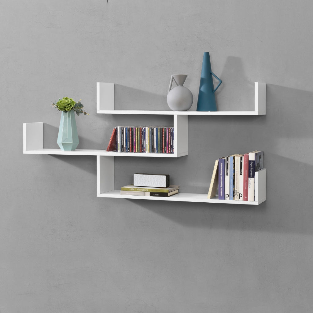 Mensola da Parete Grimstad con 3 Ripiani 119x18x55 cm - Bianco [en.casa]