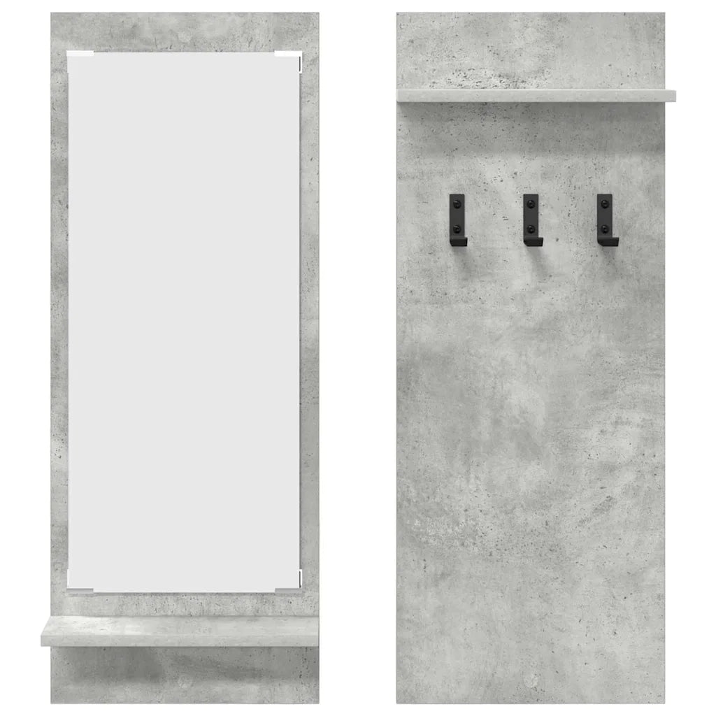 Appendiabiti a muro con specchio Grigio cemento 70 x 10 x 90 cm CFW7953895