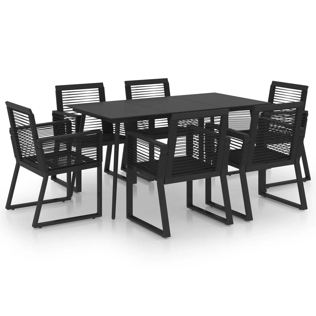 Set da Pranzo da Giardino 7 pz in Rattan PVC Nero cod mxl 44630