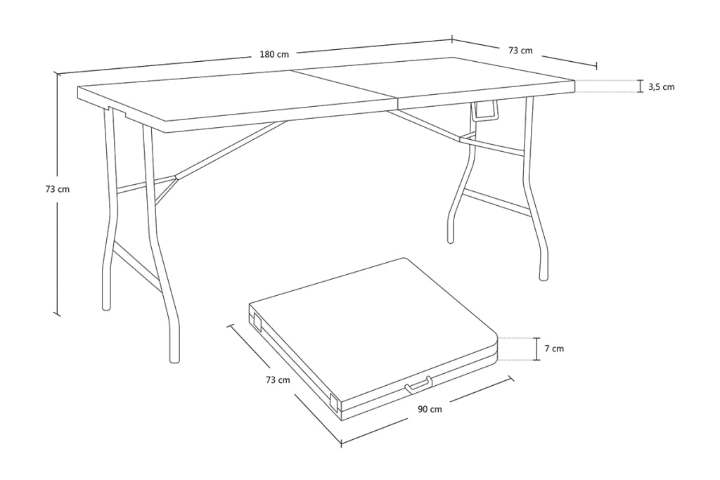 Tavolo da esterno pieghevole 180×73 cm tavolo da giardino – Party - TP08PA