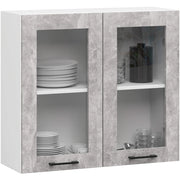 Vetrina da cucina sospesa AKORD OLIWIA Bianca 80 cm 2 porte inserto frontale Grigio Cemento 80x30,5x72 cm