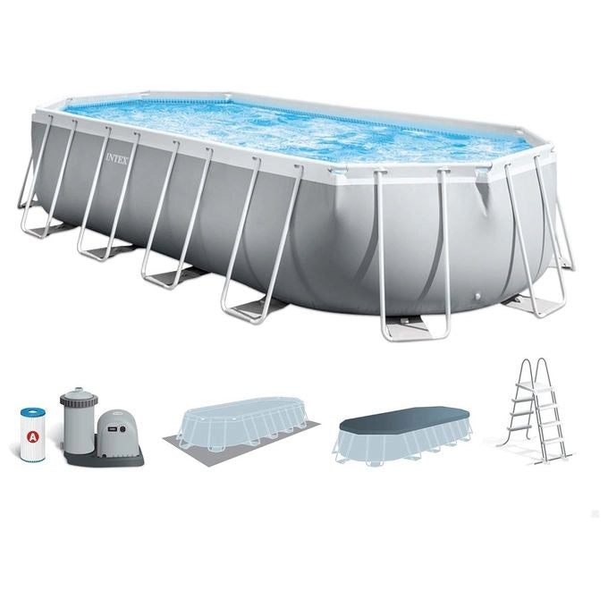 Intex Piscina 26798 Prisma Metal Frame Ovale con Filtro A3, dimensioni 610x305x122 cm