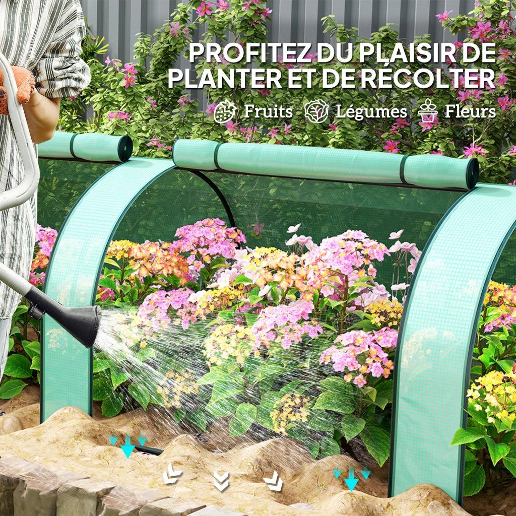 Serra da Giardino Mini per Pomodori ¨C Xylo ¨C Acciaio PE 140g/m2 Anti-UV Verde 3,5x1x0,8m