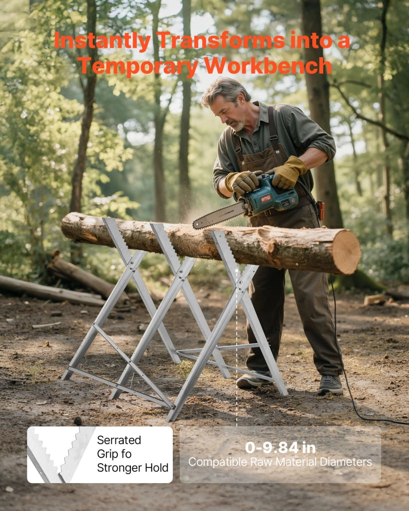 Cavalletto per Tagliare Legna Pieghevole SL-005, Supporto a X per Taglio Tronchi Portatile per Fai da Te, Carico 149,7 kg