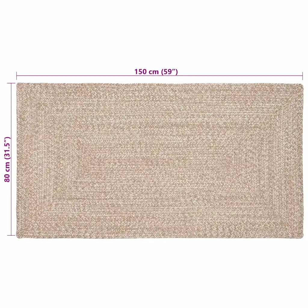 Tappeti per area Naturale e Bianco 80 x 150 cm Juta