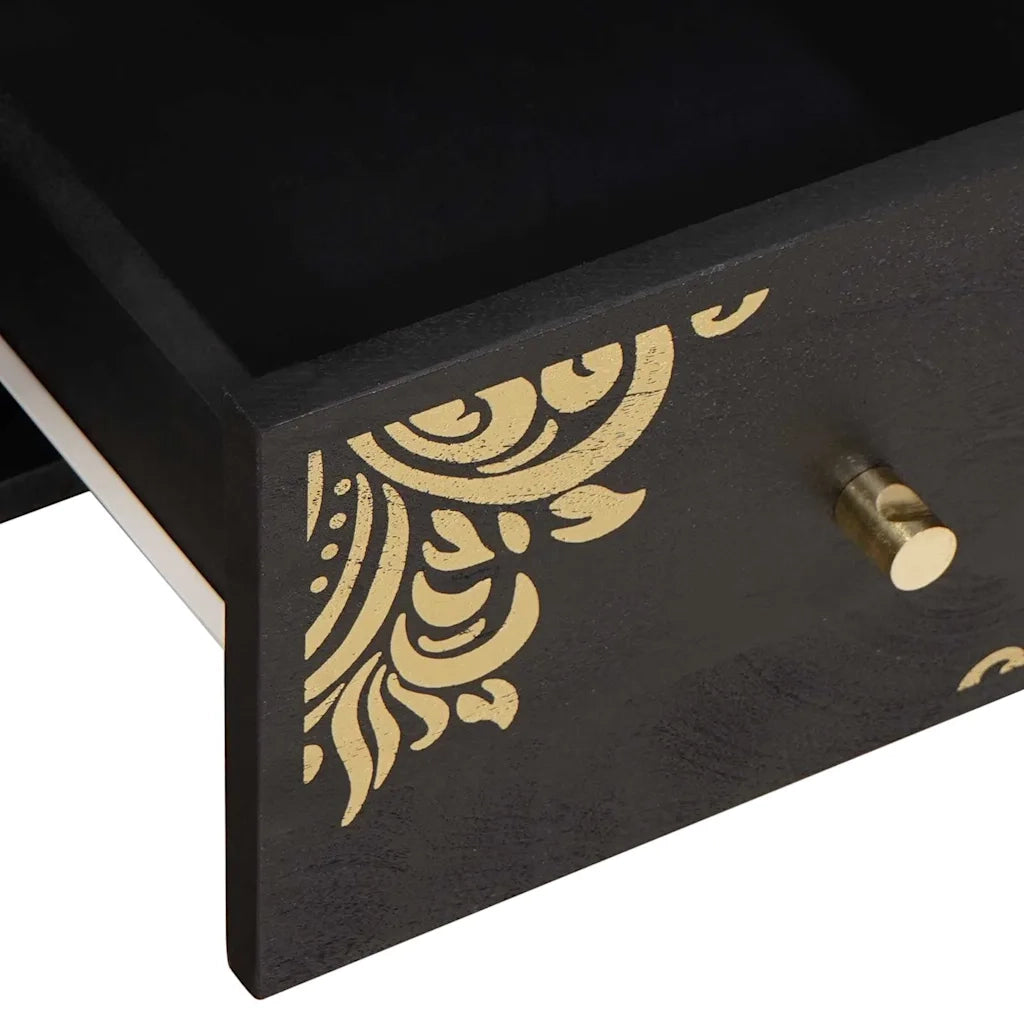 Mobile TV Nero 100 x 33 x 46 cm Legno di mango massello 4018826