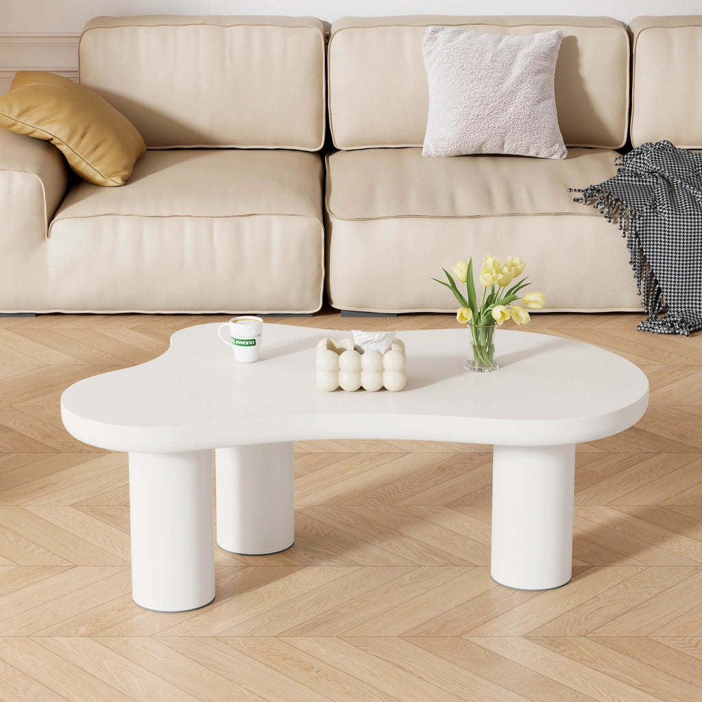 TAVOLINO DA CAFFÈ A FORMA DI NUVOLA 107x66x40,5 cm MDF BIANCO