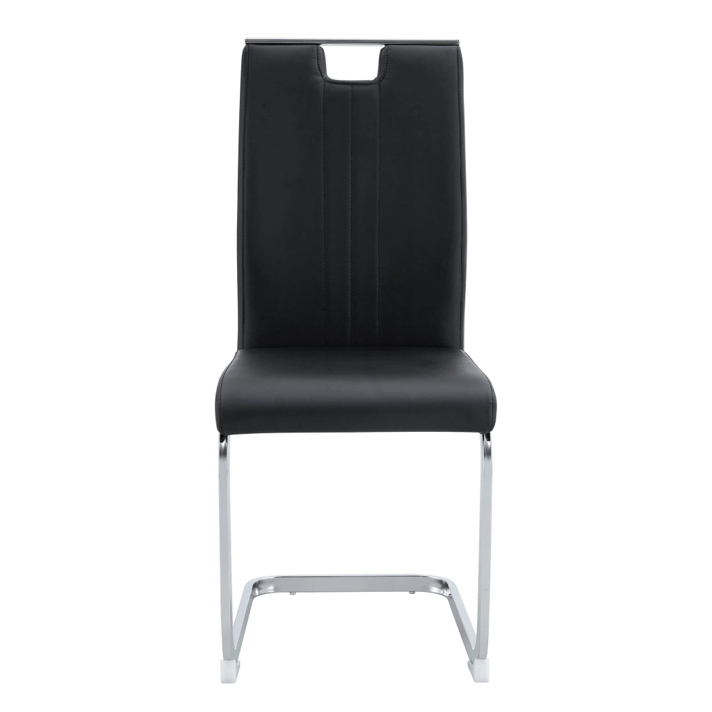 Set 4 Sedie da Pranzo ¨C MINIMAL ¨C Nero, PU, Design Moderno Industriale
