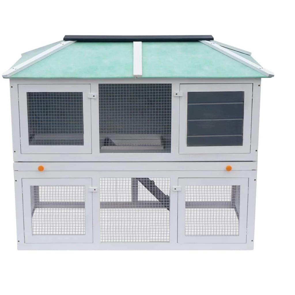 Gabbia doppia per animali domestici 130 x 68 x 105 cm verde e bianco legno 02_0000571