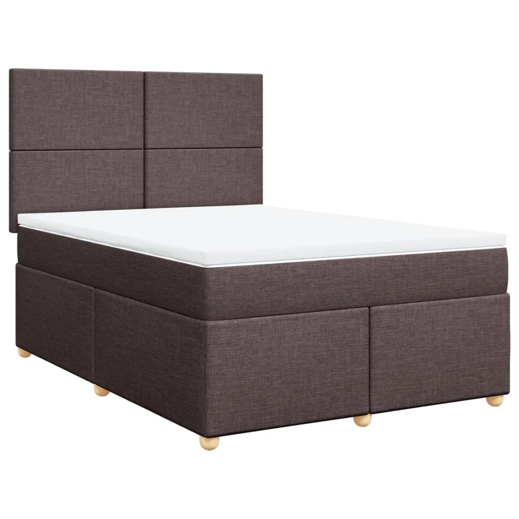 Giroletto a Molle con Materasso Marrone Scuro 160x200cm Tessuto