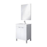 Mobile sottolavabo Abaco, Mobiletto da terra, Armadietto con 2 ante, color bianco lucido, cm 60 x 80 x 45,Bianco