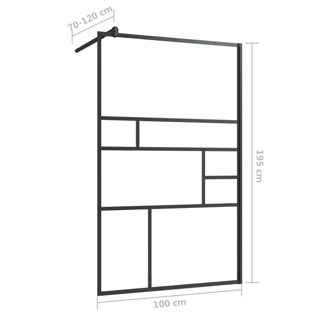 Parete doccia in vetro divisorio per vasca accessorio per il bagno box doccia arredamento per la casa ESG trasparente 100 x 195 cm nero 02_0002142
