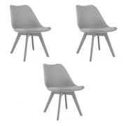 Set di 3 sedie Mark in polipropilene grigio con cuscino