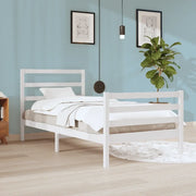 Giroletto-Struttura Letto Bianco in Legno Massello di Pino 90x200 cm 653821