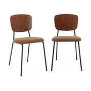 Set 2 sedie bouclé struttura in legno con gambe in metallo, mostarda