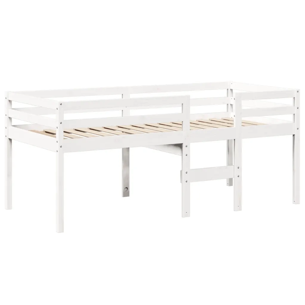 Letto a Soppalco con Tetto Bianco 75x190 cm in Legno di Pino