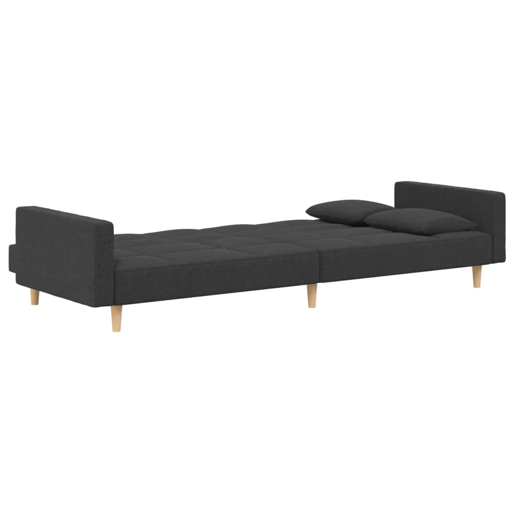 Divano letto | Sof¨¤ letto | Letto singolo a 2 Posti con 2 Cuscini Grigio Scuro in Tessuto