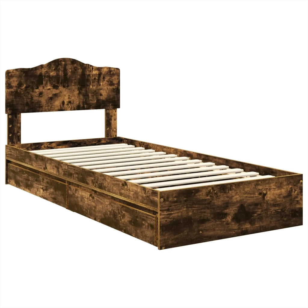 Letto con Contenitore Rovere fumé 70 x 190 cm Legno multistrato 3413149
