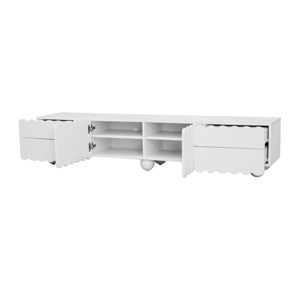 OKWISH Mobile TV con 2 Ante e 2 Cassetti, Design Minimalista, per Soggiorno, MDF e Pannelli di Particelle, 175 x 38 x 37 cm