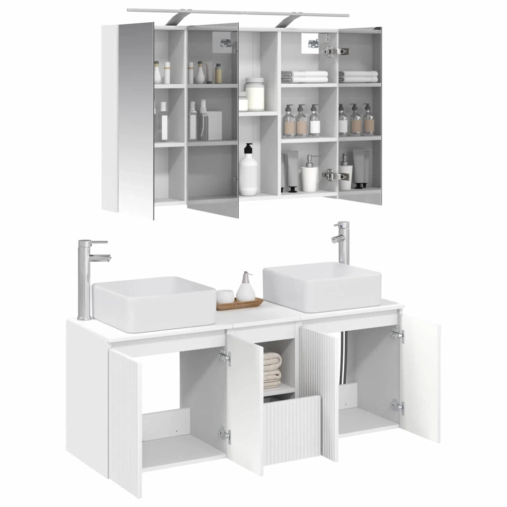 Set di Armadi da Bagno 4 pcs Bianco 100 x 14,5 x 70 cm 3406375