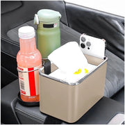 Organizzatore multifunzionale per auto - Beker holder - Supporto auto con armrest - In acciaio inossidabile - 18 x 11,5 x 11 cm - Nero/Bianco Beige - Organizzatore auto