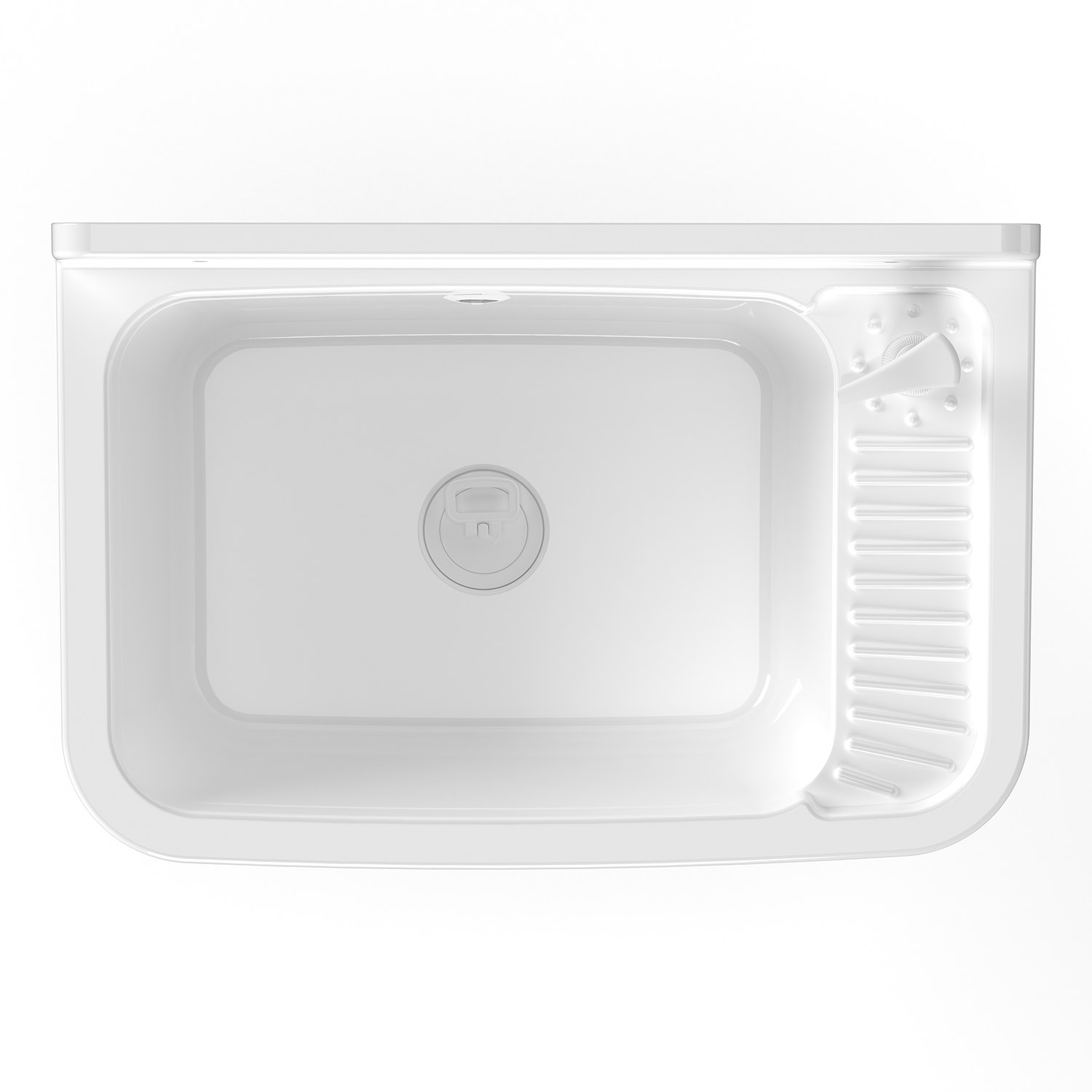 Lavatoio 50x35x24 cm Pilozzo a Parete con Dispenser in Resina Bianco