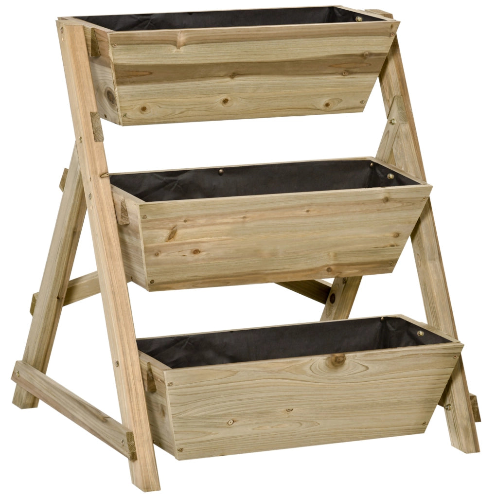 Scala da giardino in legno con 3 ripiani per piante 71x61x77 cm