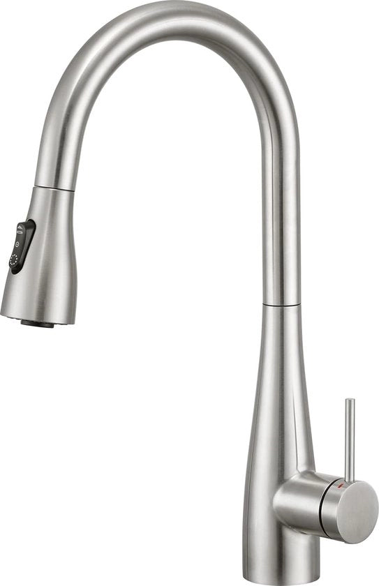 Acquasplash per cucina con doccia, rubinetto cucina rotante 360°, miscela cucina, valvola di scarico in acciaio inox.
