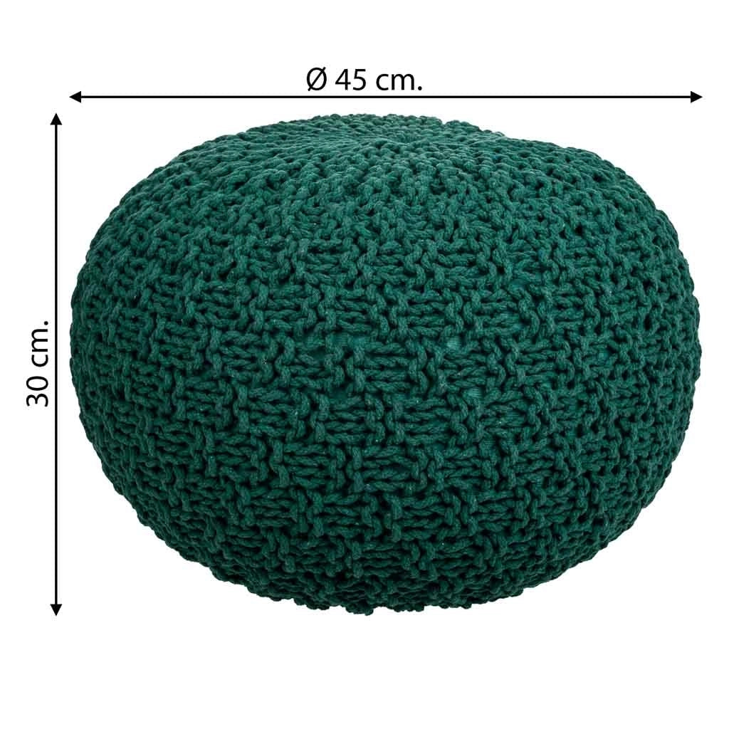 Puff de algodón trenzado verde 45x45x30