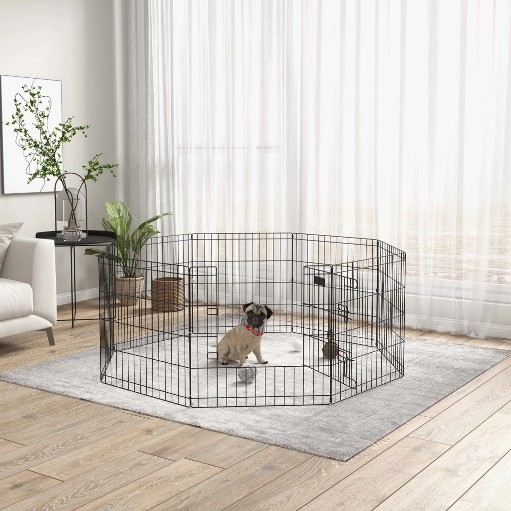 Recinto per Cani 8 Pannelli ¨C Zephmum ¨C Grigio 61x61 cm