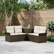 Set di divani 5 pz Marrone e Bianco Crema 3447736