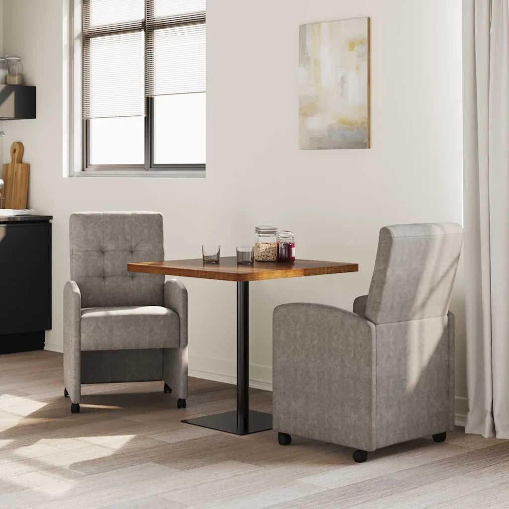 Sedie da Pranzo con Ruote 2 pz | Sedie da cucina Grigio 58 x 67 x 97 cm