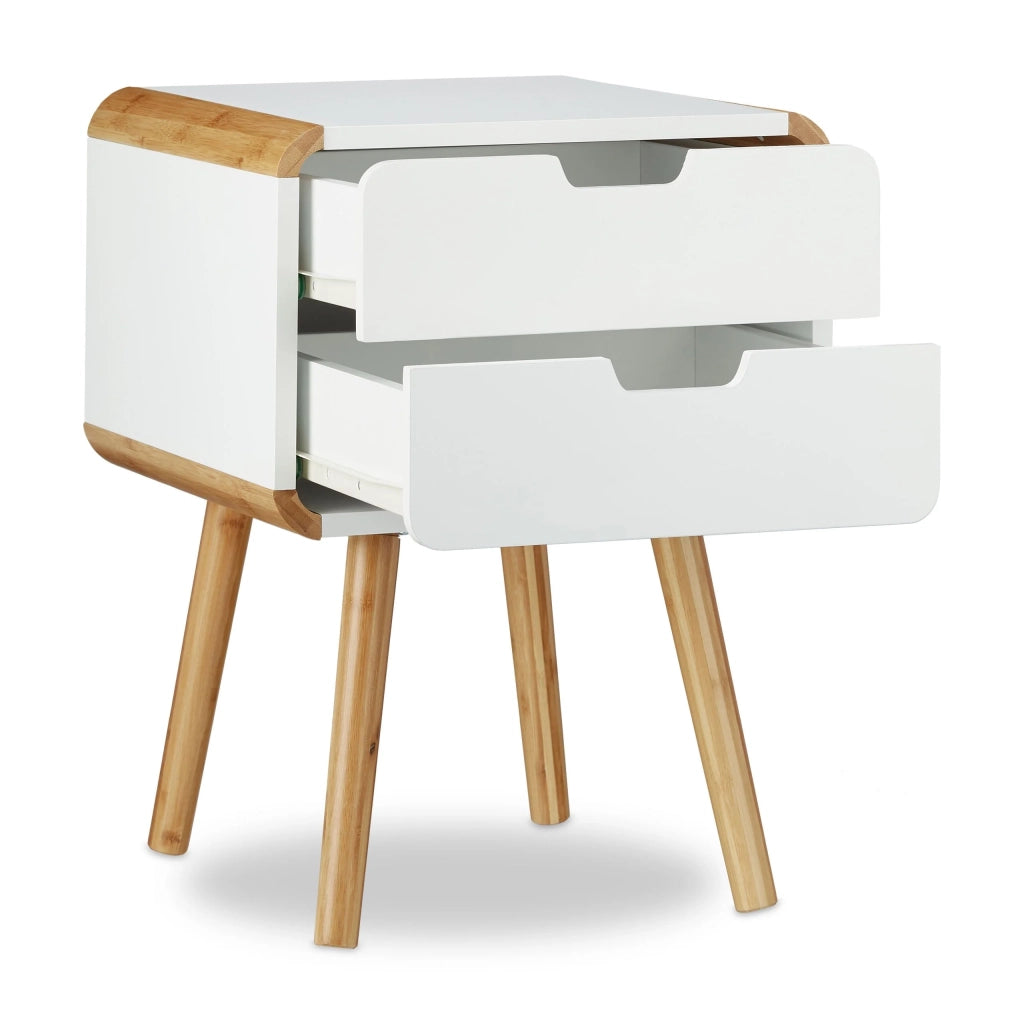 Comodino con 2 cassetti consolle MDF bianco 13_0002693