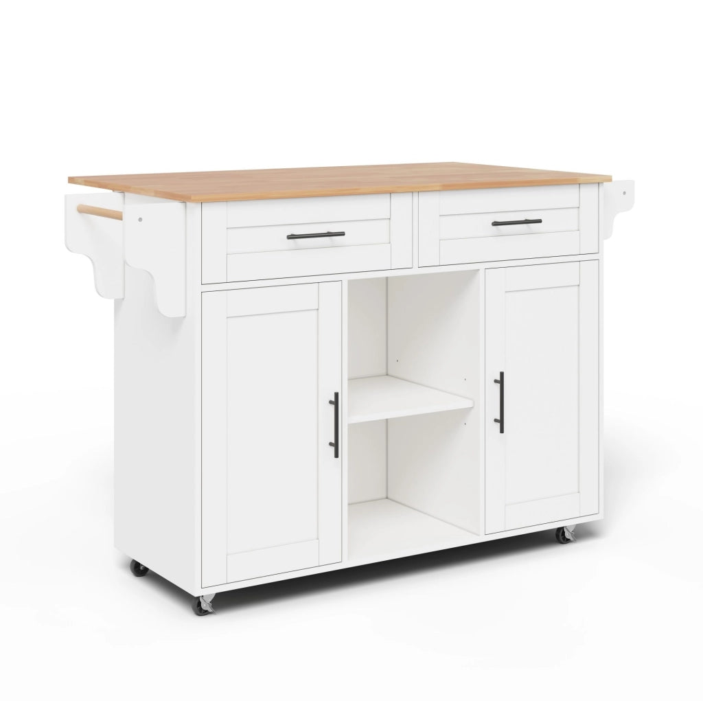 Carrello cucina mobile con piano allungabile 145x70x94;5 cm; bianco in MDF