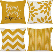 Set di cuscini per divano decorativi da 4 pezzi per interni e esterni - 45x45 cm - Giallo