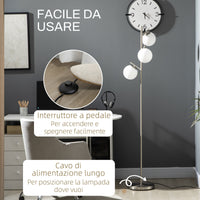 Piantana da Interno 3x E27 Ø27x159 cm 3 Punti Luce in Acciaio e Vetro Argento