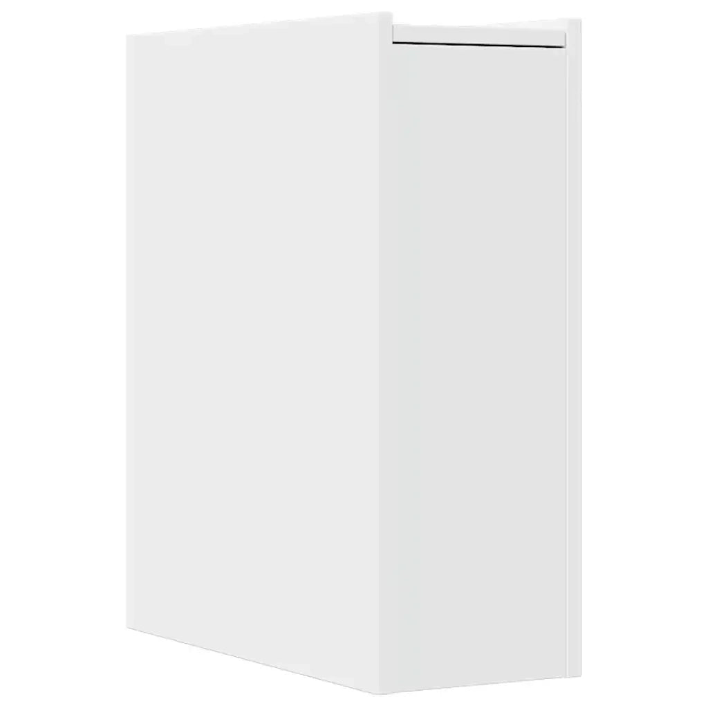 Mobiletto da bagno stretto e pratico con rotelle 21,5 x 50 x 60 cm in legno composito bianco 02_0050655